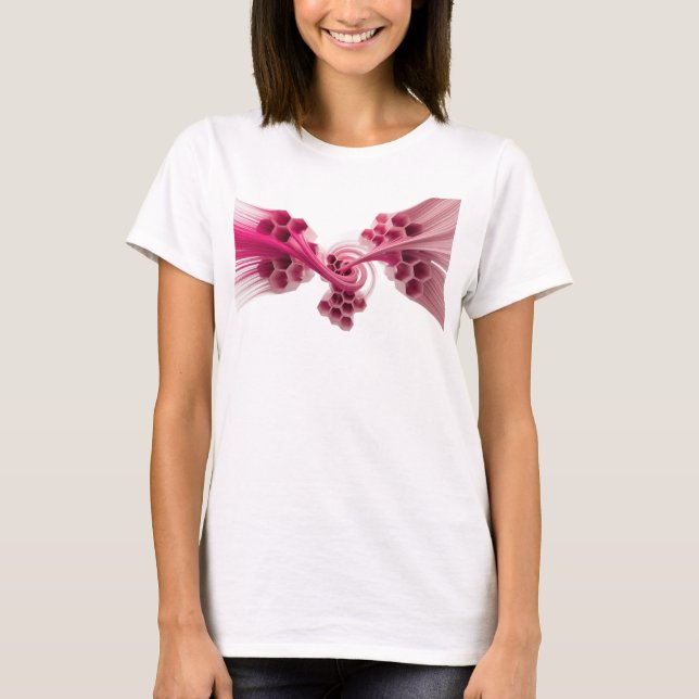 Djärkt Rosa ABSTRAKT KONST Modeutskrift T Shirt (Framsida)