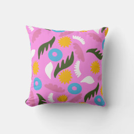 djärkt rosa blomstermönster modern abstrakt design kudde