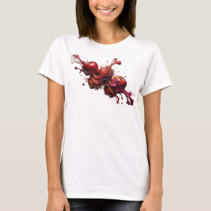 Djärkt Rött Abstrakt Äppeltryck i Modern Modetecke T Shirt