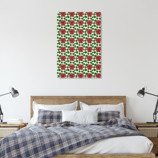 Djärkt rött blomsterlöst mönster   canvastryck (Insitu (sovrum))