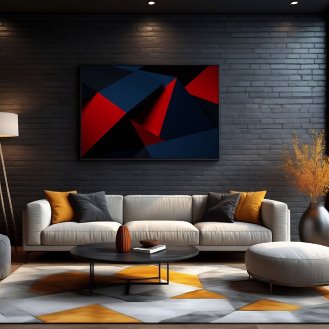Djärkt rött marinblått geometriskt abstrakt poster (Skapare uppladdad)