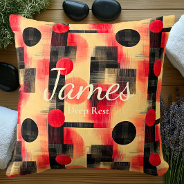 Djärkt rött och svart abstrakt geometriskt mönster kudde