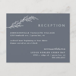 Djärp Stålblå Moderna Stencilerade Botaniska Detal Tilläggskort