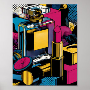 Djärv 60-tals Pop Art-stil: Guld Glamour Enfärgad Poster