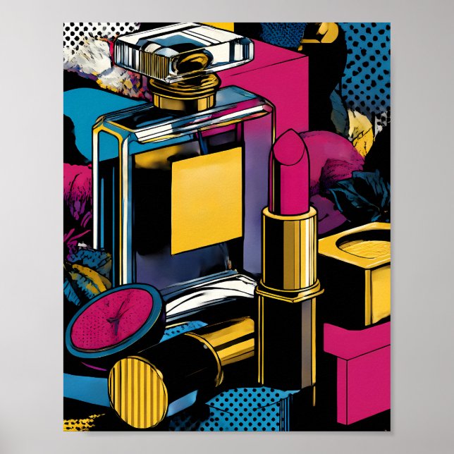 Djärv 60-tals Pop Art-stil: Guld Glamour Enfärgad  Poster (Framsidan)