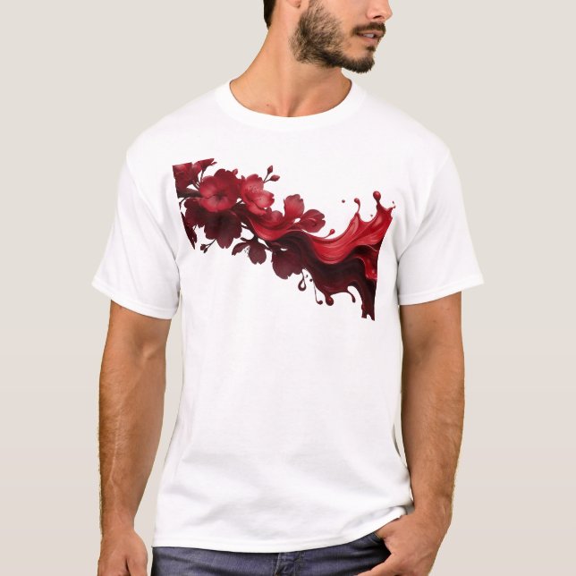 Djärv ABSTRAKT BLOMMA Konst Design T Shirt (Framsida)