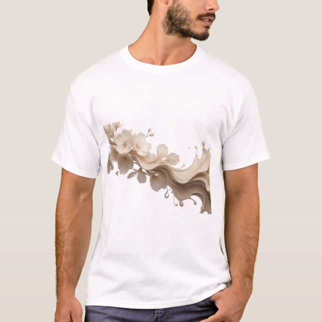 Djärv ABSTRAKT BLOMMSTER Konstkomposition T Shirt (Framsida)
