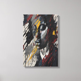 Djärv Abstrakt Expressionist Porträtt Modern Konst Canvastryck