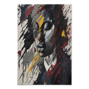 Djärv abstrakt expressionistisk porträtt modern ko fototryck