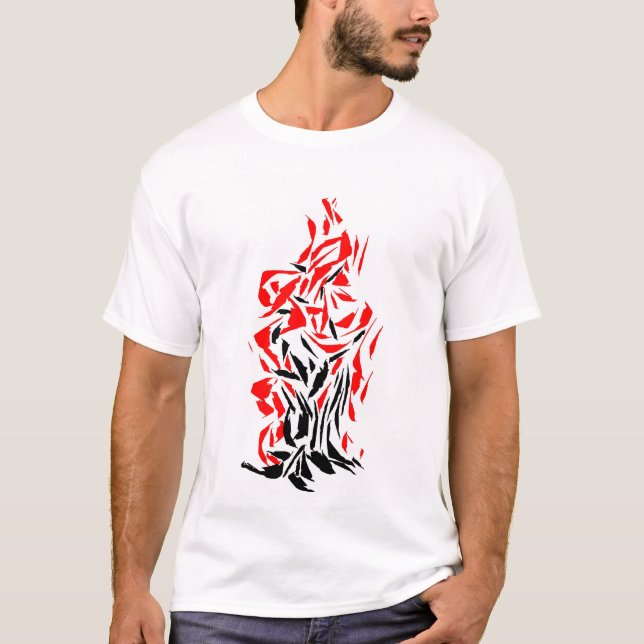 Djärv Abstrakt Flamma Konst T-shirt (Framsida)