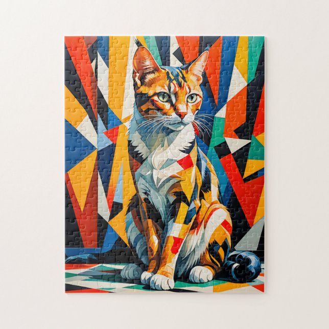Djärv Abstrakt Kattkonst Pussel (Vertikal)