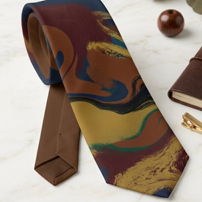 Djärv Abstrakt Konst med Levande Färger Slips (A vibrant abstract art necktie, a bold statement gift for a creative man for a social occasion.)