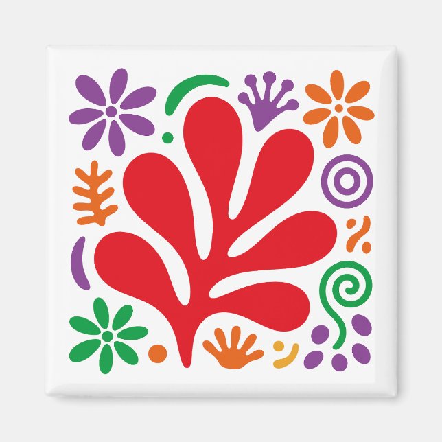 Djärv Abstrakt Magnet Färgrik Blommig Matisse Stil (Framsidan)