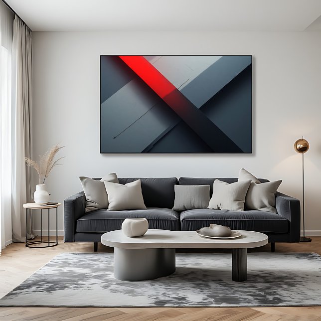 Djärv Abstrakt Röd och Grå Geometrisk Poster (Skapare uppladdad)