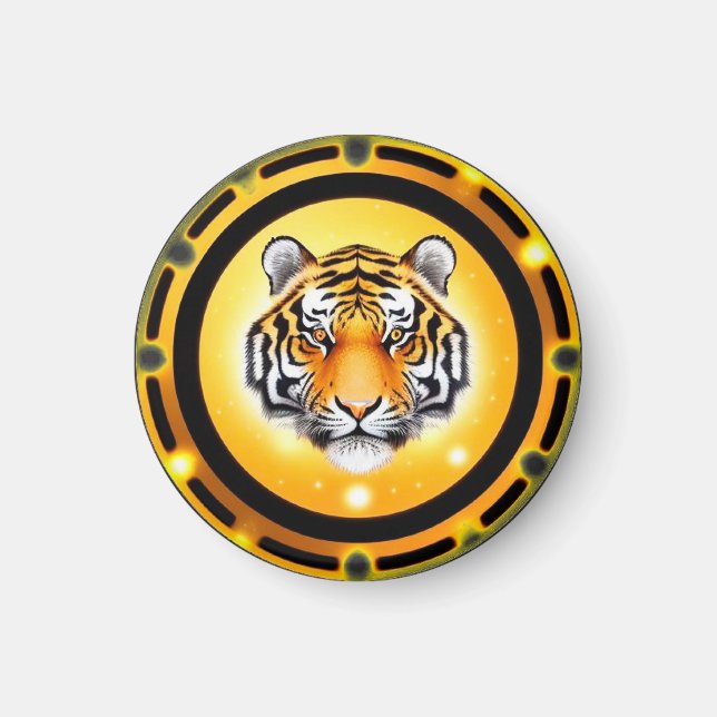 Djärv Abstrakt Tigerillustration Magnet (Framsidan)