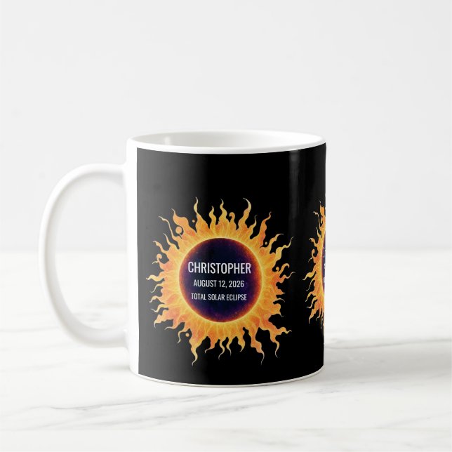 Djärv akvarell total solförmörkelse 2026 namn kaffemugg (Vänster)