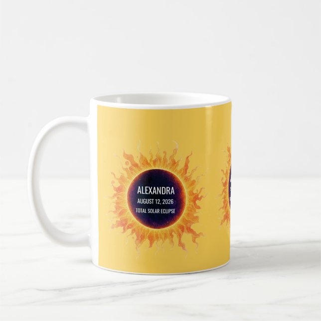 Djärv akvarell total solförmörkelse 2026 namn kaffemugg (Vänster)