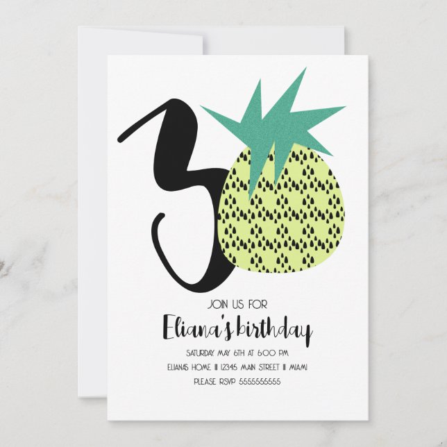 Djärv Aloha Hawaii Luau 30-års födelsedagsfest Inbjudningar (Framsida)