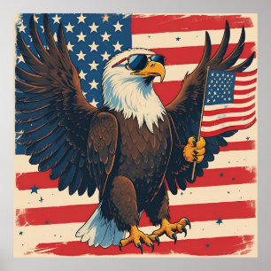 Djärv amerikansk örn – 4 juli frihetsdesign poster