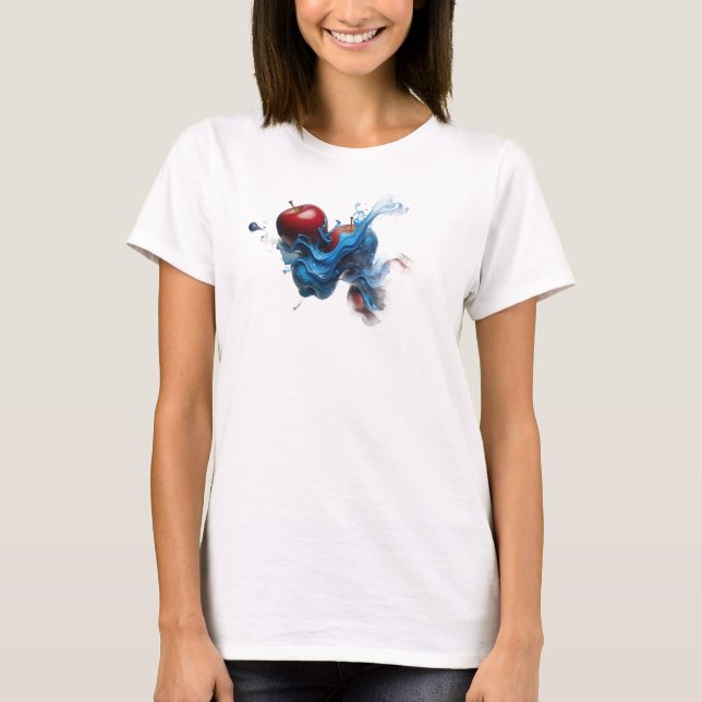 Djärv Blå Abstrakt Apple Trendig T-Shirt (Framsida)