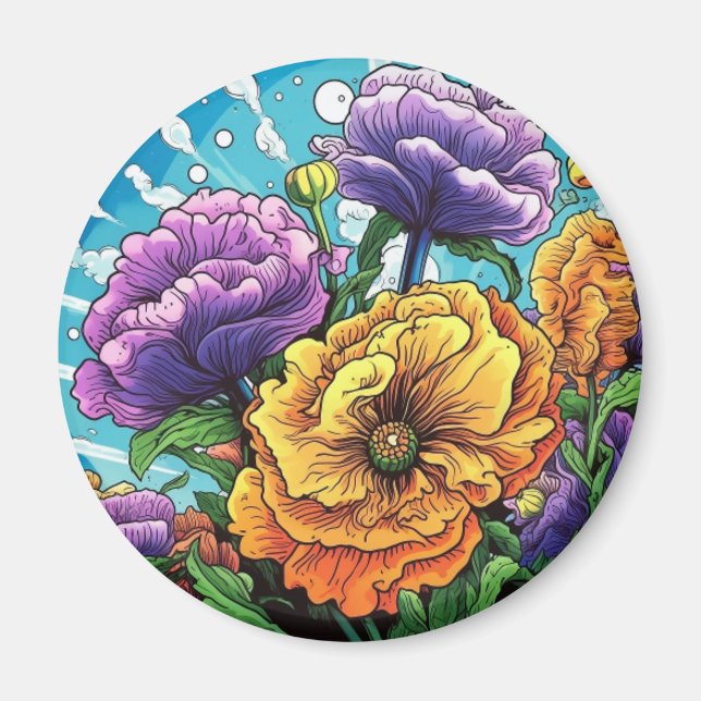 Djärv blomma ljus  magnet (Framsidan)