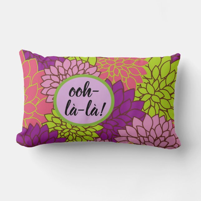 Djärv Blommig Ooh-la-la Ländryggskudde Rosa Folk G Lumbarkudde (Framsida)