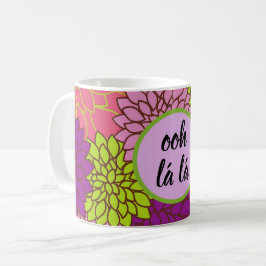 Djärv Blommig Ooh la la/ Monogram Rosa Purpur Grön Kaffemugg