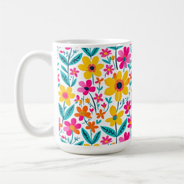 Djärv blomsterkonstmugg kaffemugg (Vänster)