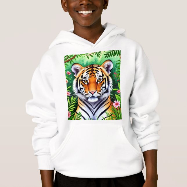 Djärv Botanisk Tigerunge Barn T-Shirt (Framsida)