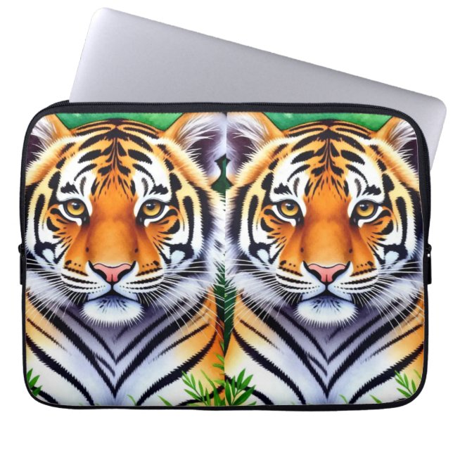 Djärv botanisk tigerunge laptop fodral (Framsidan)