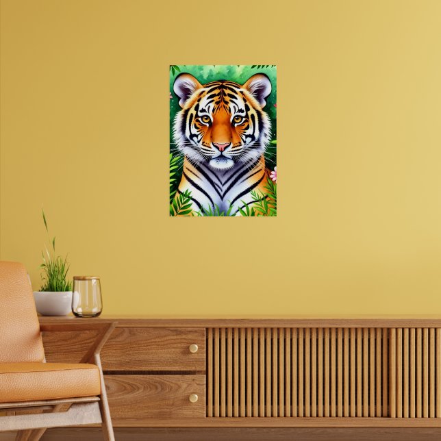 Djärv botanisk tigerunge  poster (Vardagsrum 2)