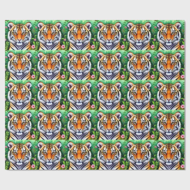 Djärv botanisk tigerunge  presentpapper (Platt)