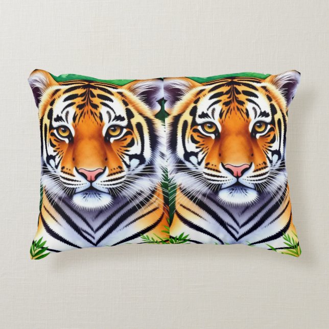Djärv botanisk tigerunge prydnadskudde (Framsidan)