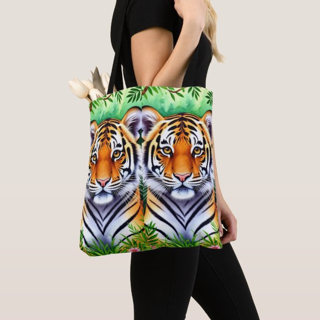 Djärv botanisk tigerunge tygkasse (Närbild)