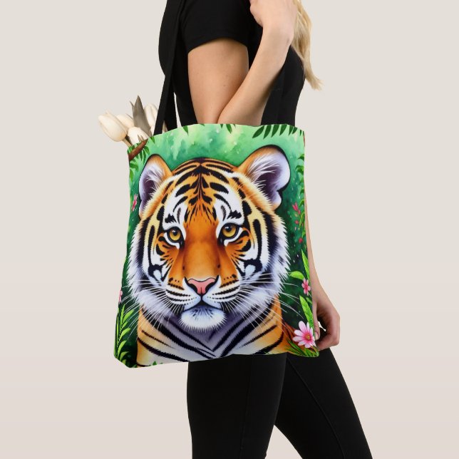 Djärv botanisk tigerunge  tygkasse (Närbild)