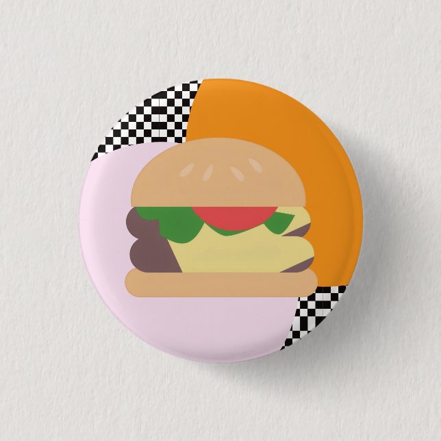 Djärv Burger Rutig Rosa Orange Svart  Knapp (Framsida)