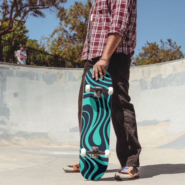 Djärv Dynamisk Abstrakt Skiffer Teal 8 tum Mini Skateboard Bräda 18,5 Cm (Utomhus 2)