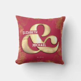 Djärv Elegant Guld Rosa Magenta Anpassad Bröllop Kudde