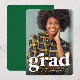 Djärv examen enkel grön vertikal fotograduation meddelande