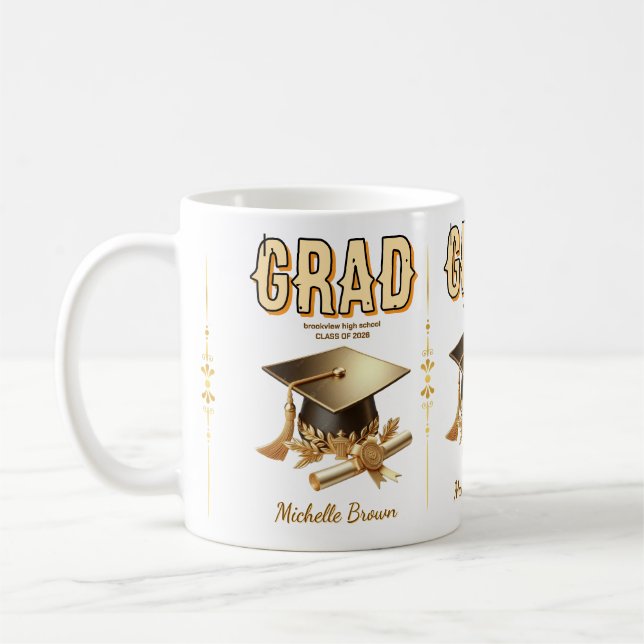 Djärv examen modern trendig examen personlig kaffemugg (Vänster)
