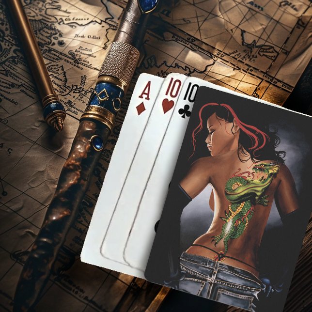 Djärv Fantasy Drak Tatuering Kvinna Casinokort (Skapare uppladdad)
