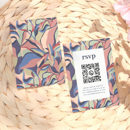 Djärv Färgrik Abstrakt Blommig QR-kod Bröllop RSVP Tilläggskort