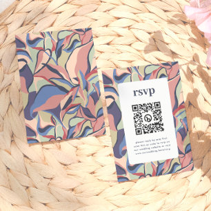 Djärv Färgrik Abstrakt Blommig QR-kod Bröllop RSVP Tilläggskort
