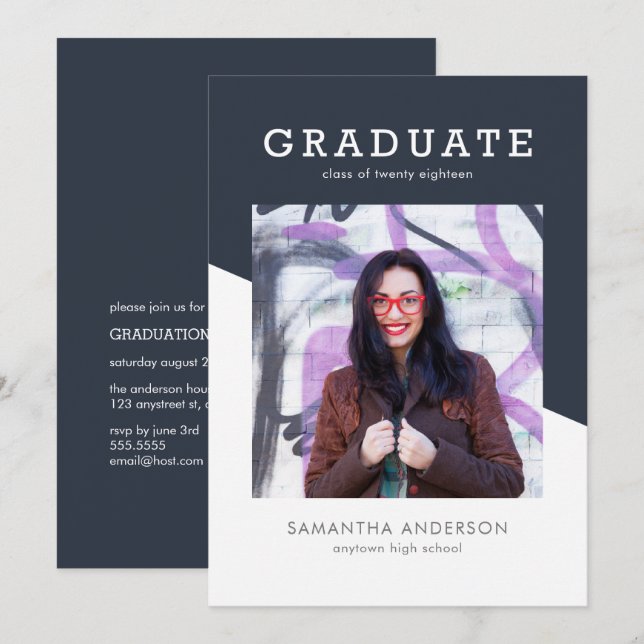 Djärv färgstudenteninbjudan inbjudningar (Fram/baksida)