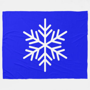 Djärv Festiv Vit Alpin Snöflinga På Kunglig Blå Fleecefilt