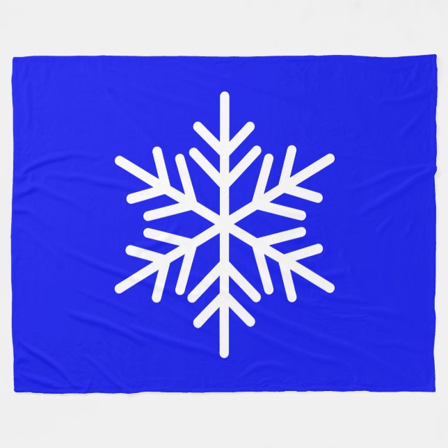 Djärv Festiv Vit Alpin Snöflinga På Kunglig Blå Fleecefilt (Framsidan (Horisontell))
