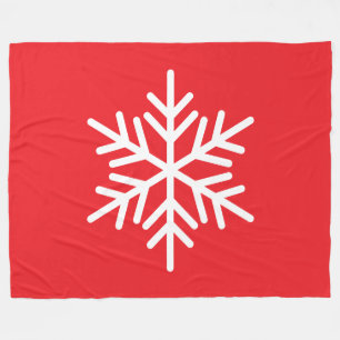 Djärv Festiv Vit Alpin Snöflinga På Ljusröd Fleecefilt