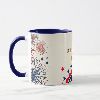 Djärv geometrisk 4 juli-design mugg