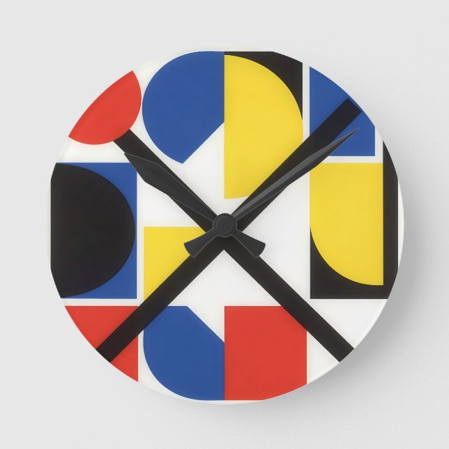 Djärv geometrisk Bauhaus suprematistisk konst Rund Klocka (Framsida)