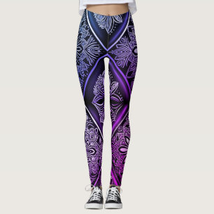 Djärv Geometrisk Elegans: Lila och Svart Leggings